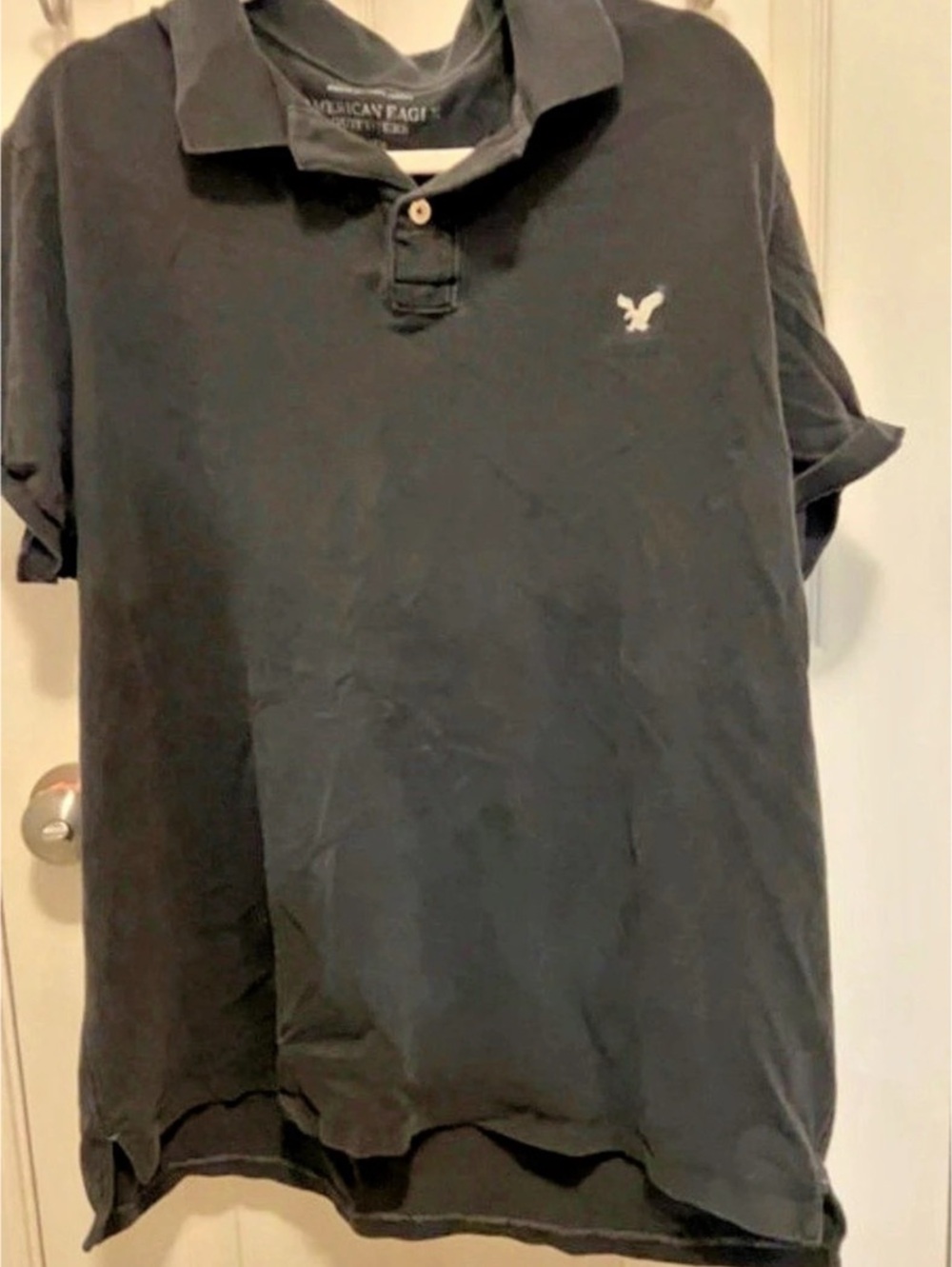 American Eagle Outfitters Athletic Fit Polo Shirt Black & coral